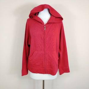 J. Jill Red Cashmere Hooded Cardigan Sweater